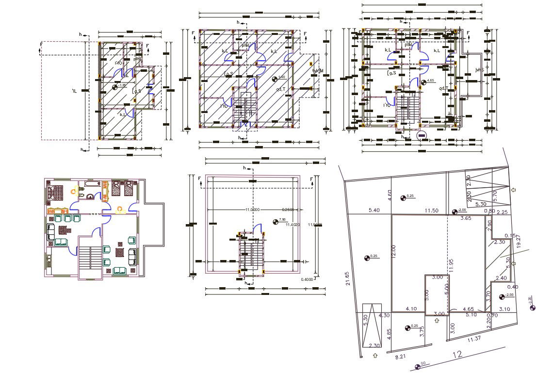 36' X 40' House Plan DWG File(158 Square Yards)