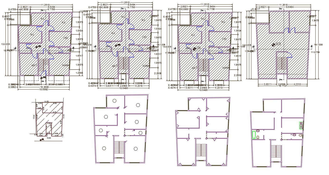 36' X 42' AutoCAD Apartment House Plan DWG File