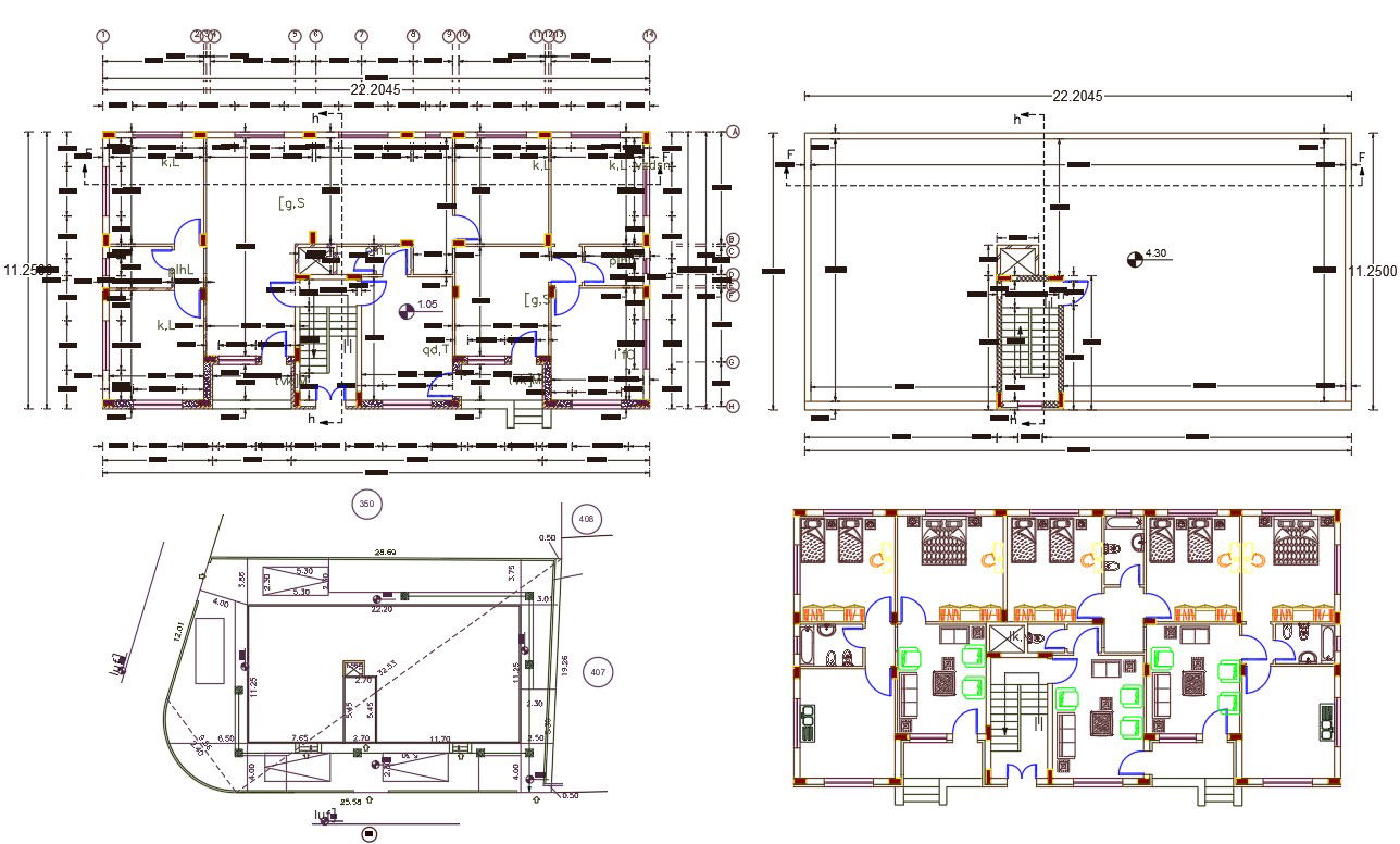 36' X 72' Joint House Plan Design DWG File