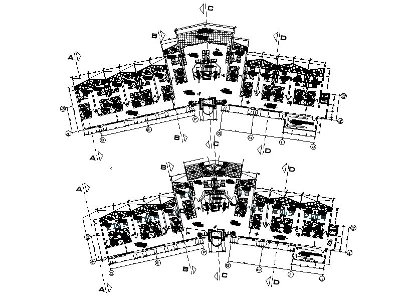 36x10m hotel plan is given in this Autocad drawing file. Download now.