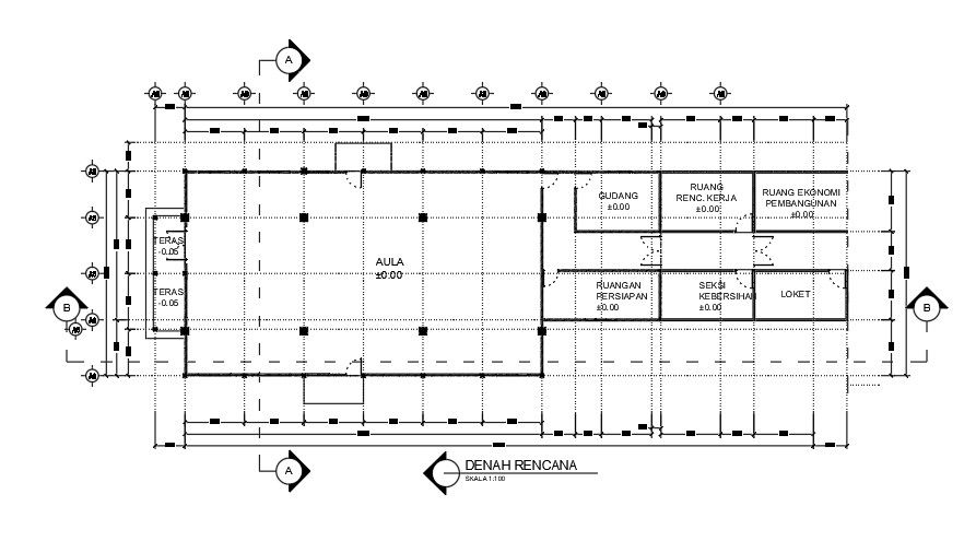 36x11m ware house plan is given in this CAD file