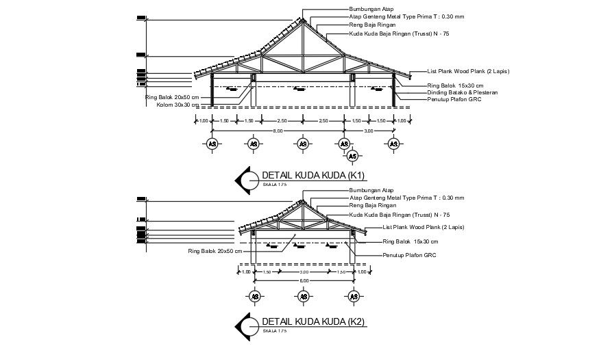 36x11m ware house roof truss construction drawing