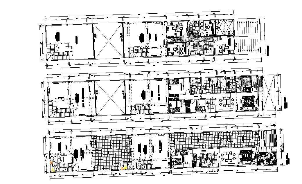 36x7m commercial cum residential plan is given in this 2D Autocad DWG drawing file. Download the Autocad file.