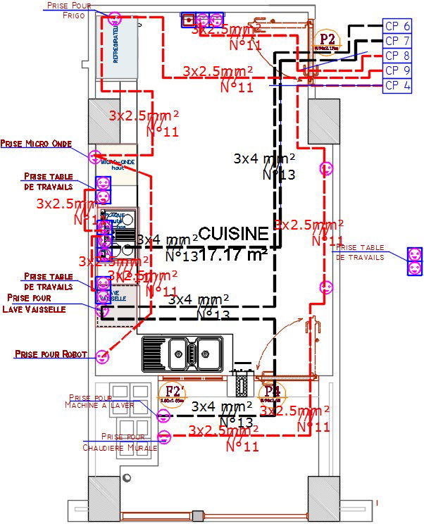 3.6x7m kitchen plan AutoCAD drawing is given in this file