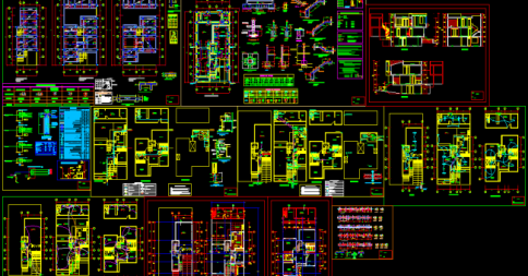 Residential Housing Project 2D AutoCAD Plan with Elevation and Section