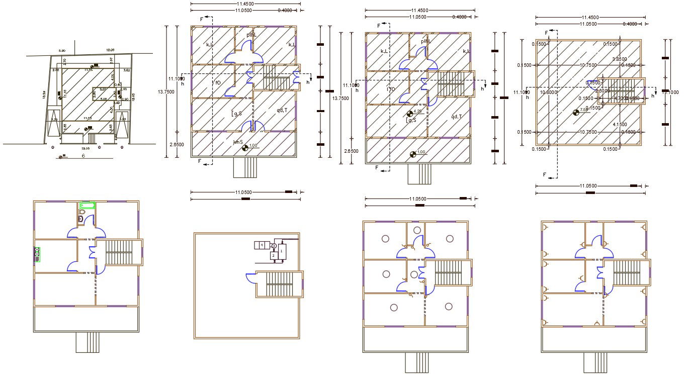37' X 45' House Floor Plan Design DWG File