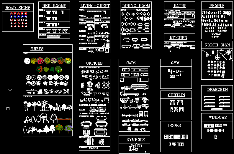 2D CAD Blocks Drawing File for Architectural and Interior Design Use