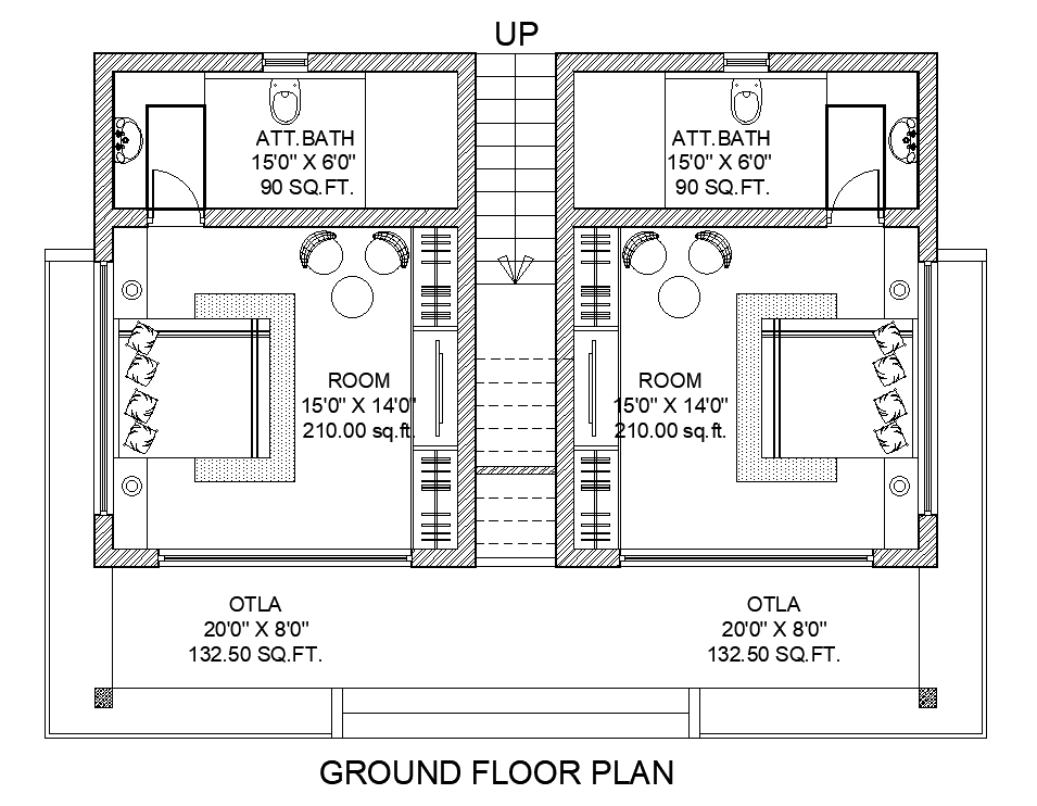 37’x27’ ground floor cottage plan is given in this AutoCAD drawing model. Download now.