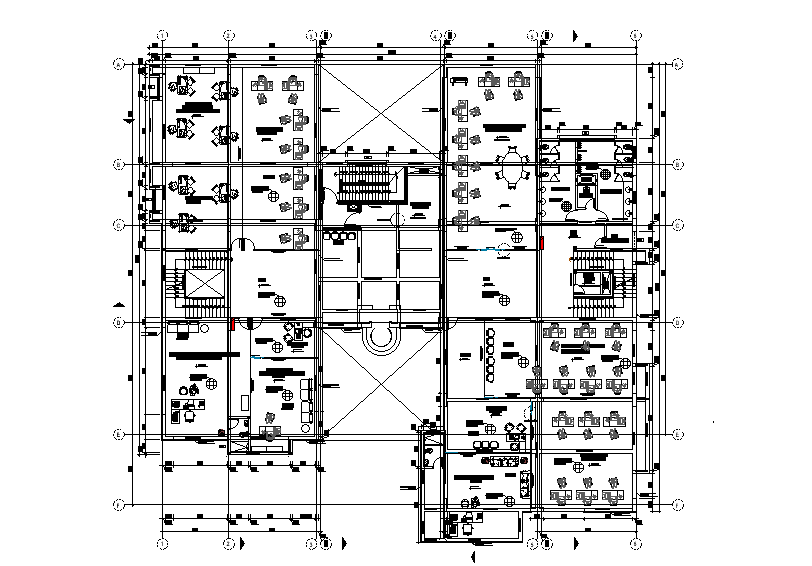 37x30m office plan is given in this Autocad drawing file. Download now.