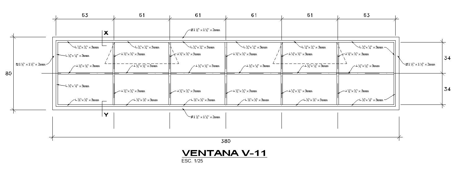 380x80 window plan AutoCAD drawing is given in this file