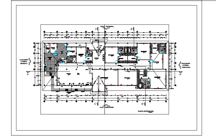 38x13m architecture one story villa plan AutoCAD drawing is given in this file