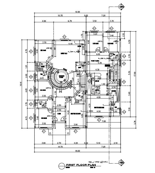 38x40m first floor villa plan is given in this Autocad drawing file. Download the Autocad model.