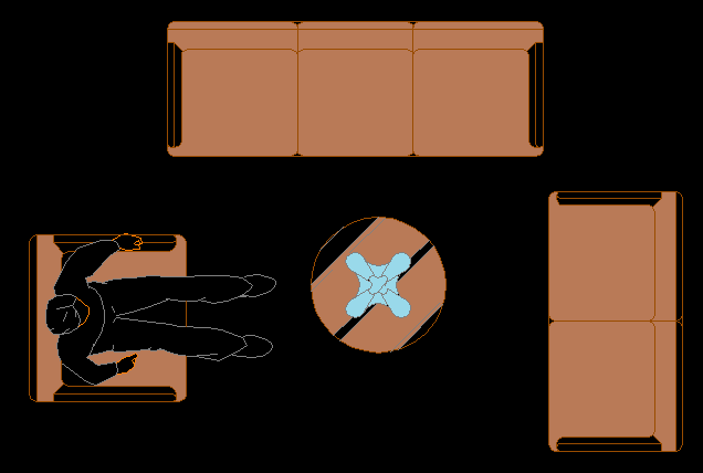 Sofa Set CAD Drawing DWG with 2D Top View and Layout Detailing