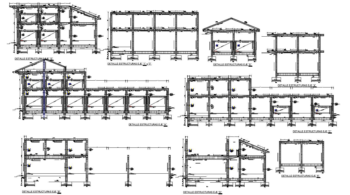 39x15m college plan of structure section views are given in this Autocad drawing file. Download now.