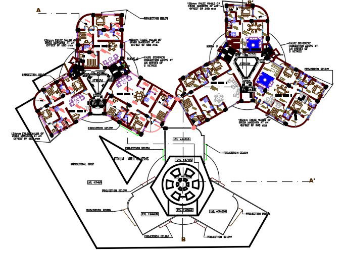 3 BHK And 4 BHK Apartment Floor Plan Furniture Drawing AutoCAD File