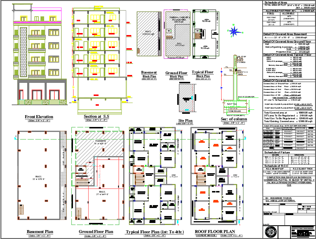 3BHK Apartment Architecture Layout Plan Submission Drawing in AutoCAD DWG