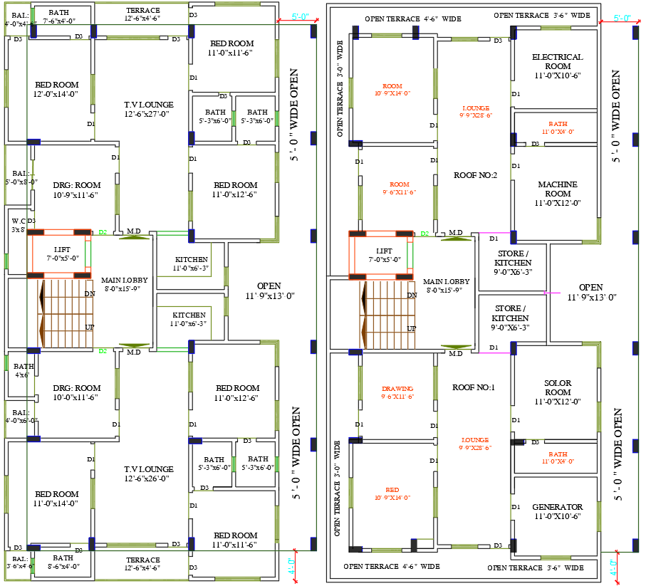3BHK Apartment Architecture Layout Plan in AutoCAD DWG File