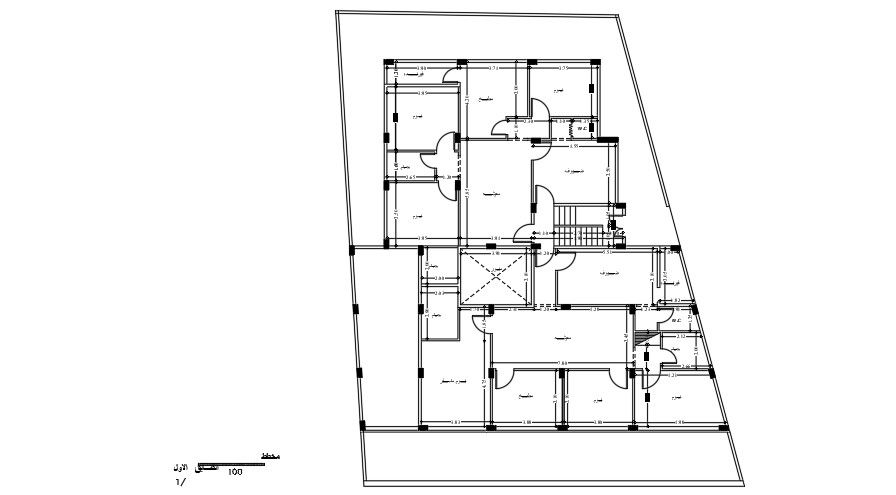 3 BHK Apartment AutoCAD Drawing Layout