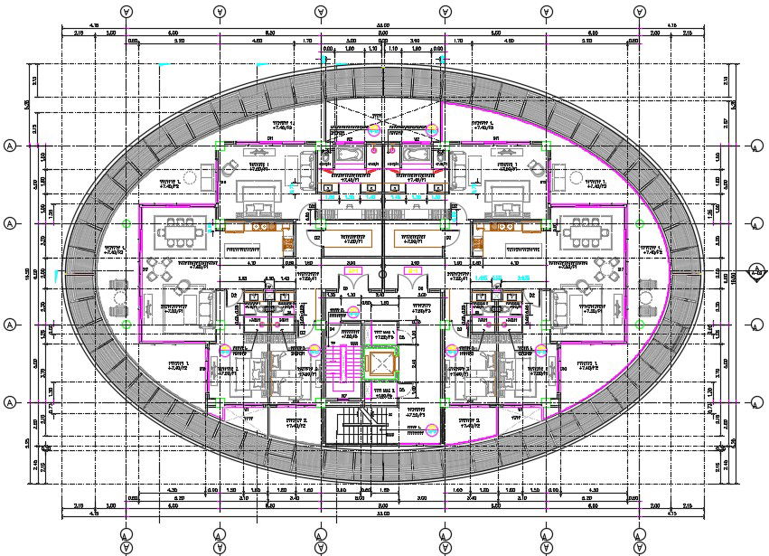 3 BHK Apartment Cluster Layout Plan CAD Drawing DWG File