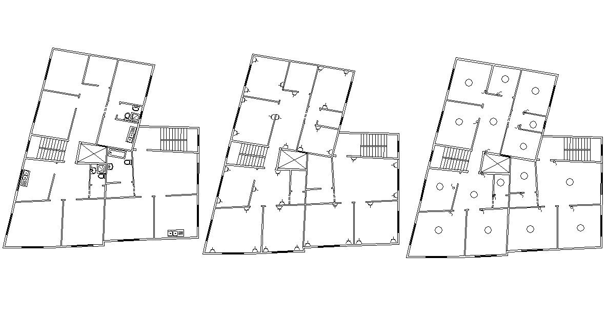 3 BHK Apartment Electrical Layout Plan DWG File
