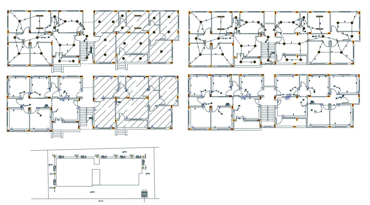 3 BHK Apartment Electrical Layout Plan Design DWG File