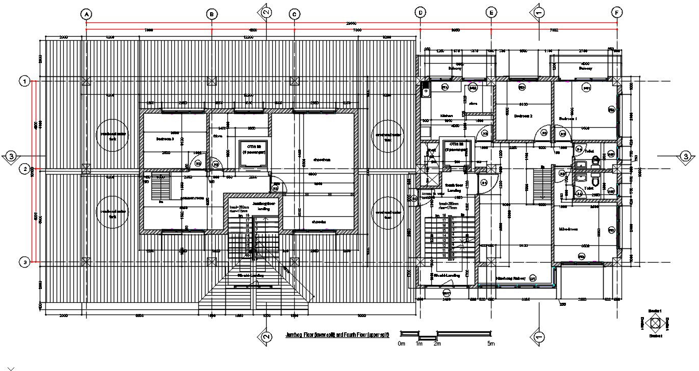 3 BHK Apartment Flooring Plan CAD Drawing DWG File