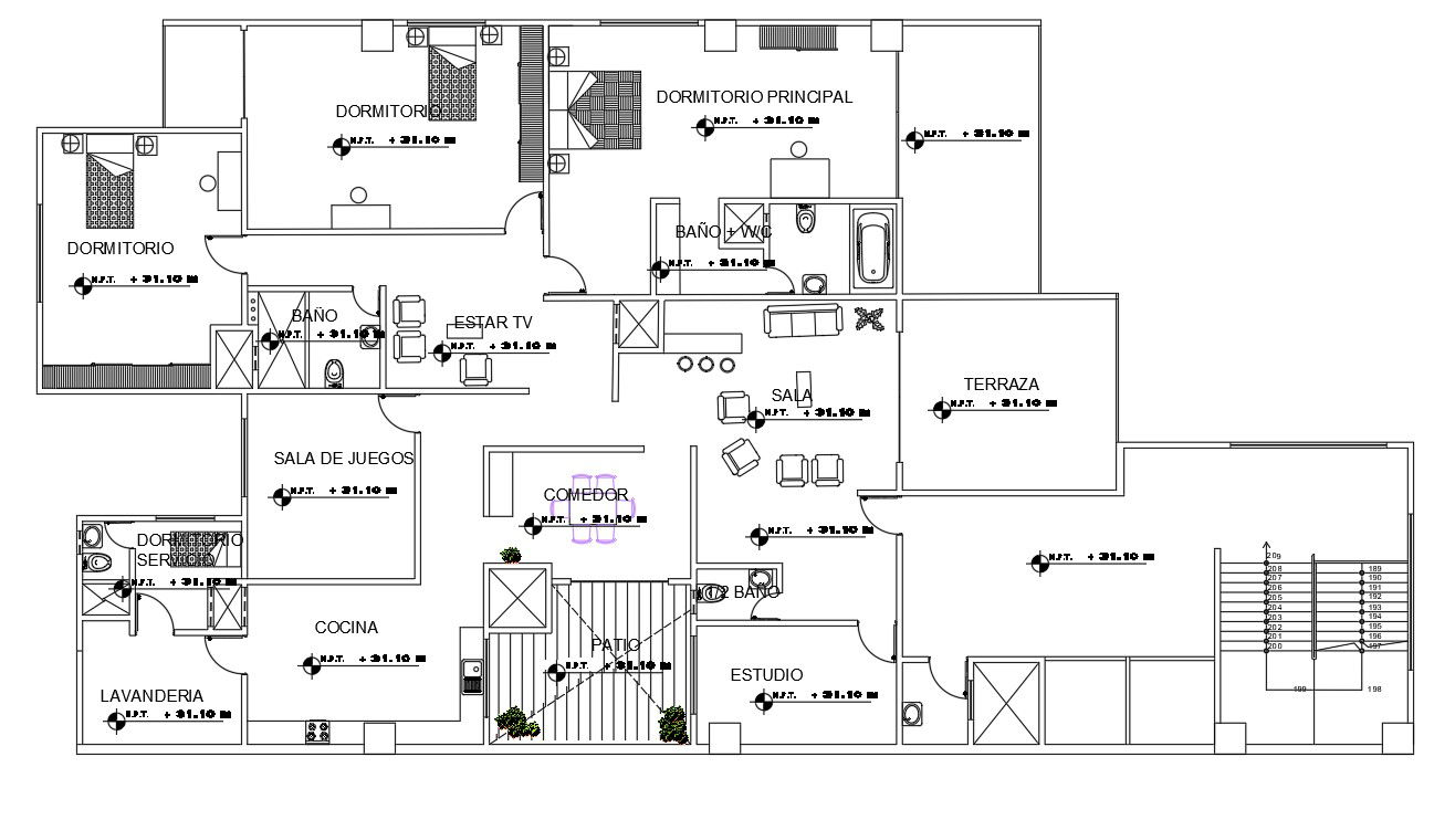 3 BHK Apartment House Layout plan CAD Drawing Download DWG File