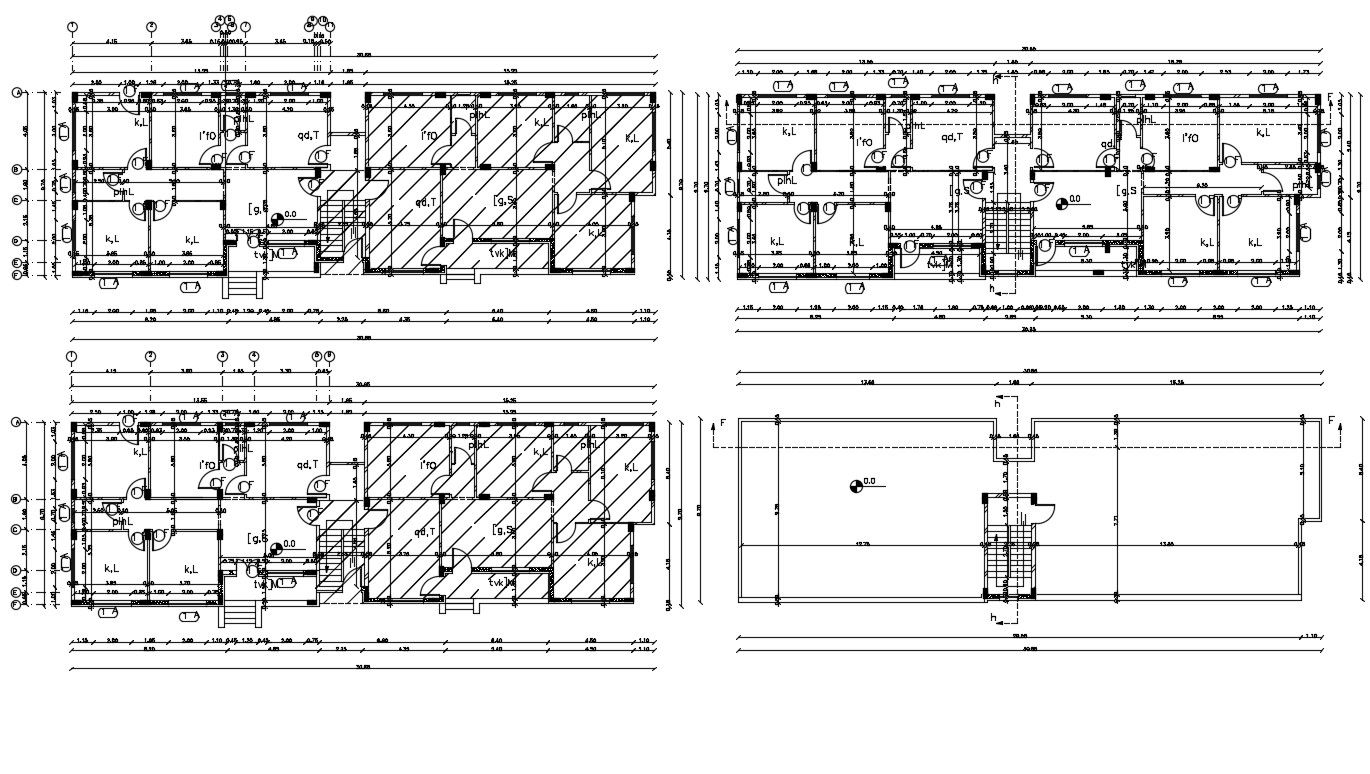 3 BHK Apartment House Plan Design DWG File
