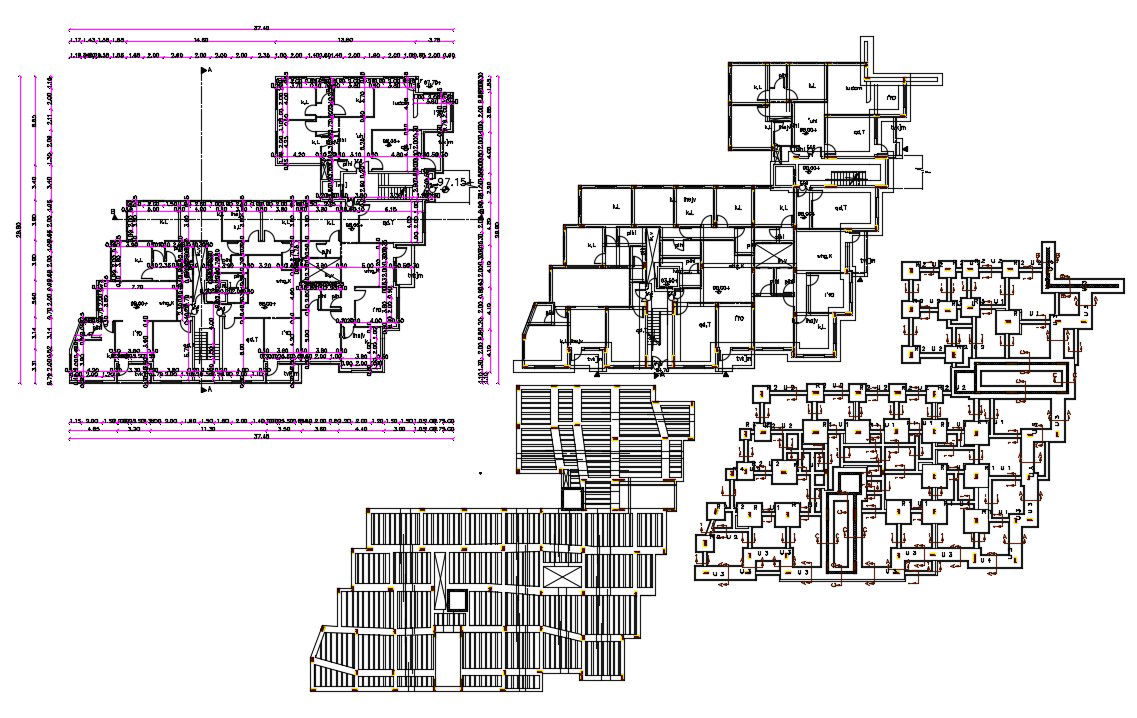 3 BHK Apartment Plan With Construction Working Drawing