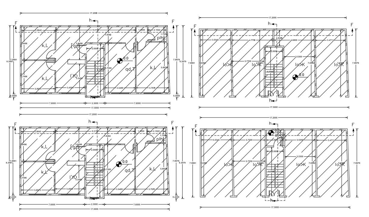 3 BHK Apartment Plans With Ground Floor Shops Drawing