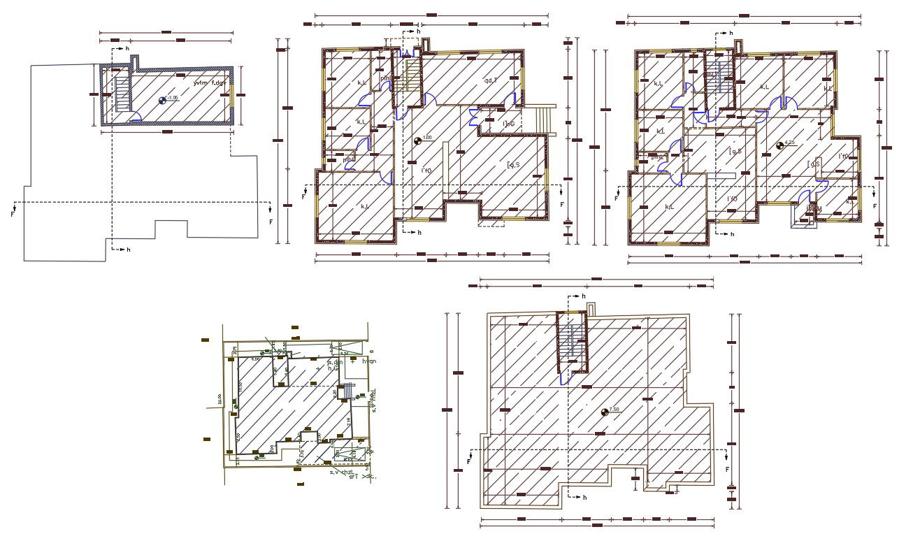 3 BHK CAD Drawing of Luxurious House Plan
