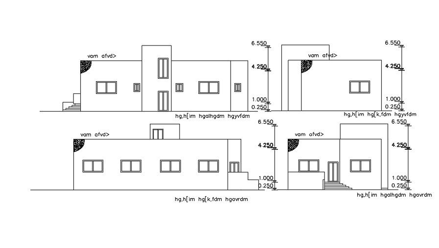 3 BHK Elevation Layout Download File