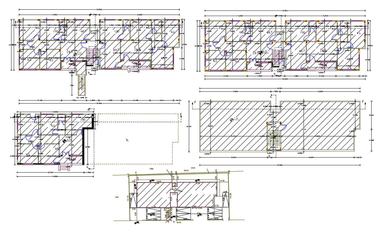 3 BHK House Apartment Plan CAD Drawing