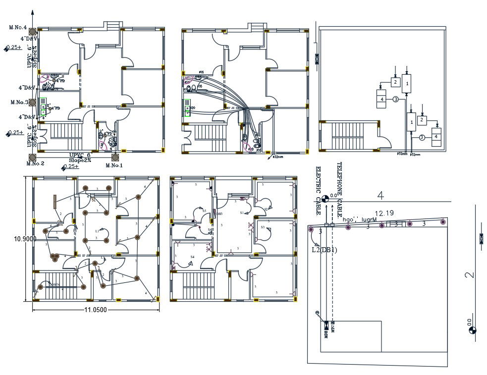 3 BHK House Electrical And Plumbing Plan (140 Sq Yd)