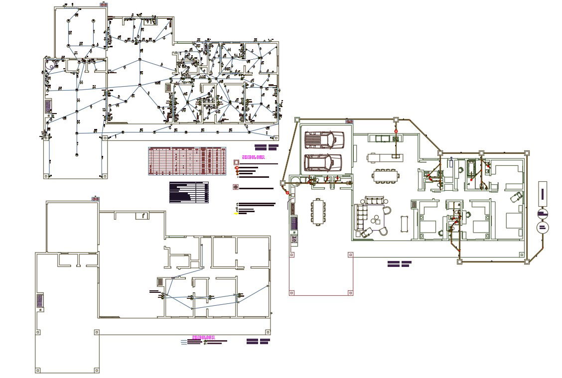3 BHK House Electrical And Plumbing Plan DWG File