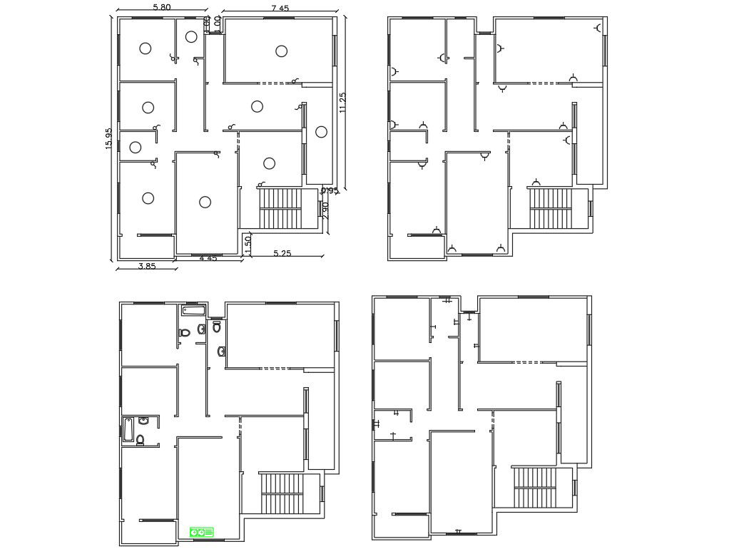 3 BHK House Electrical Layout Plan Design DWG File