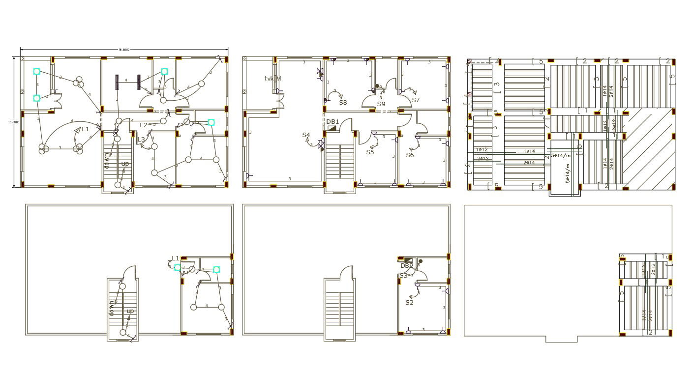 3 BHK House Electrical Layout Plan Slab Bar Design