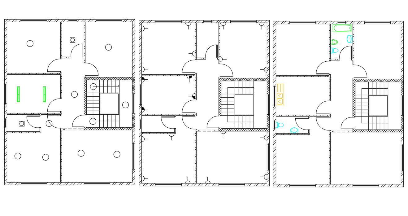 3 BHK House Electrical Plan AutoCAD File