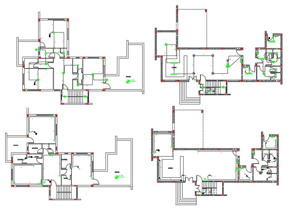 3 BHK House Electrical Wiring Layout Plan