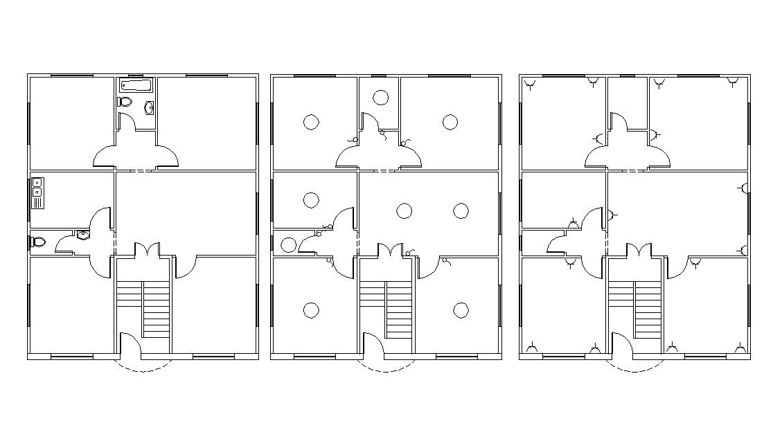 3 BHK House Electrical Wiring Plan Design DWG File