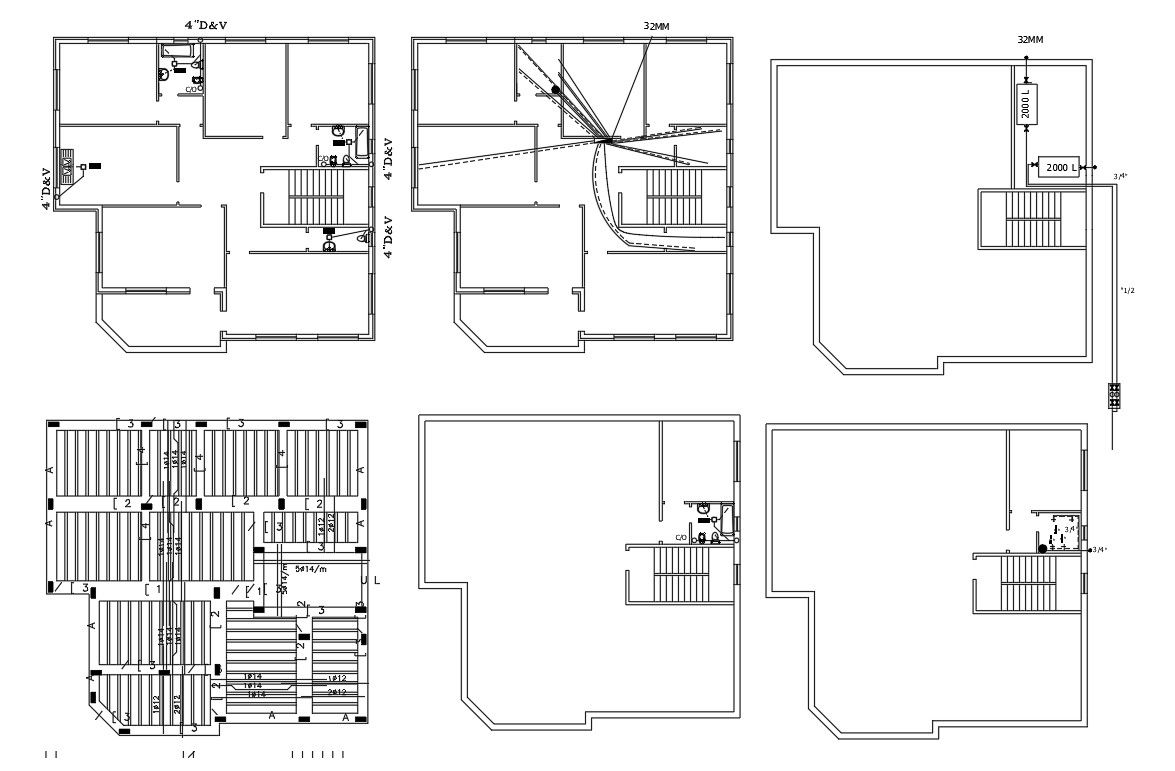 3 BHK House Floor Plan DWG File