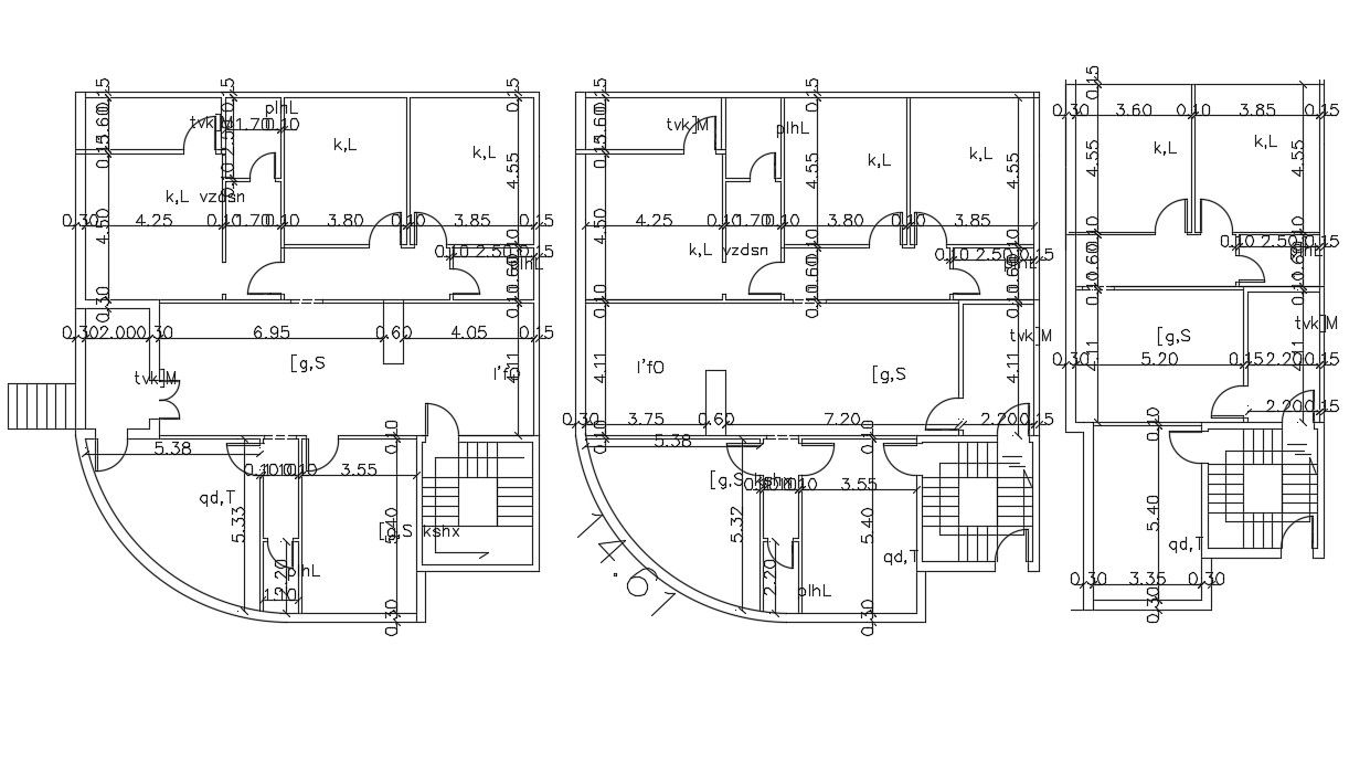 3 BHK House Floor Plan Design CAD File