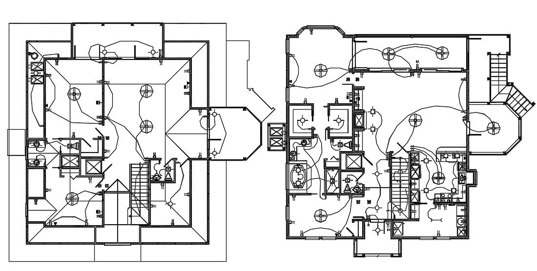 3 BHK House Ground Floor And First Floor Electrical Layout Plan DWG File