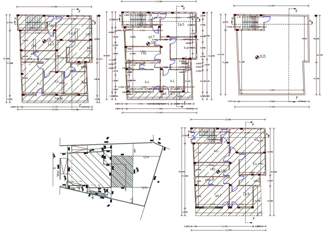 3 BHK House Plan AutoCAD File (Plot Size 210 Square Yards)