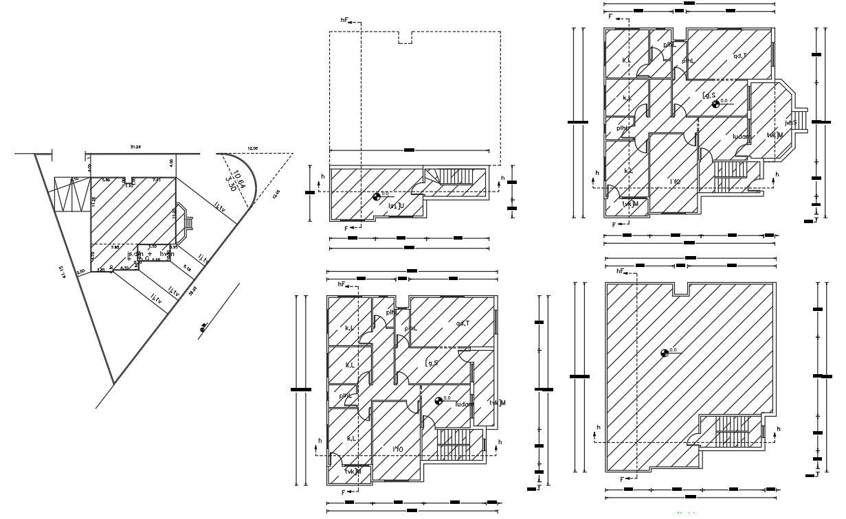 3 BHK House Plan With Car Parking AutoCAD Drawing
