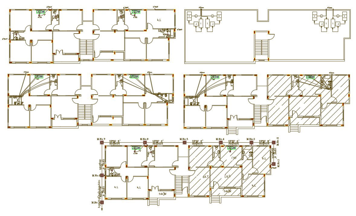 3 BHK House Plumbing Layout Plan DWG File