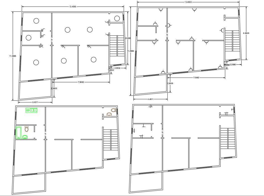 3 BHK House With Electrical Layout AutoCAD Drawing