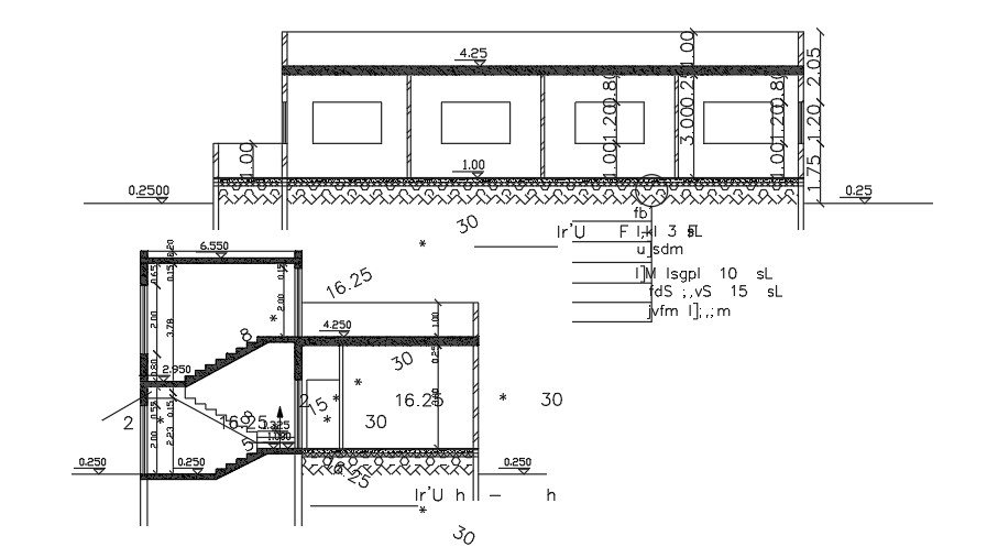 3 BHK Section Layout AutoCAD Download File Cadbull