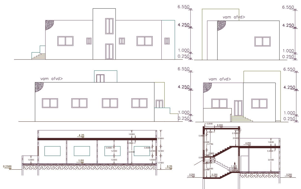 3 BHK Single Storey House Building CAD Drawing