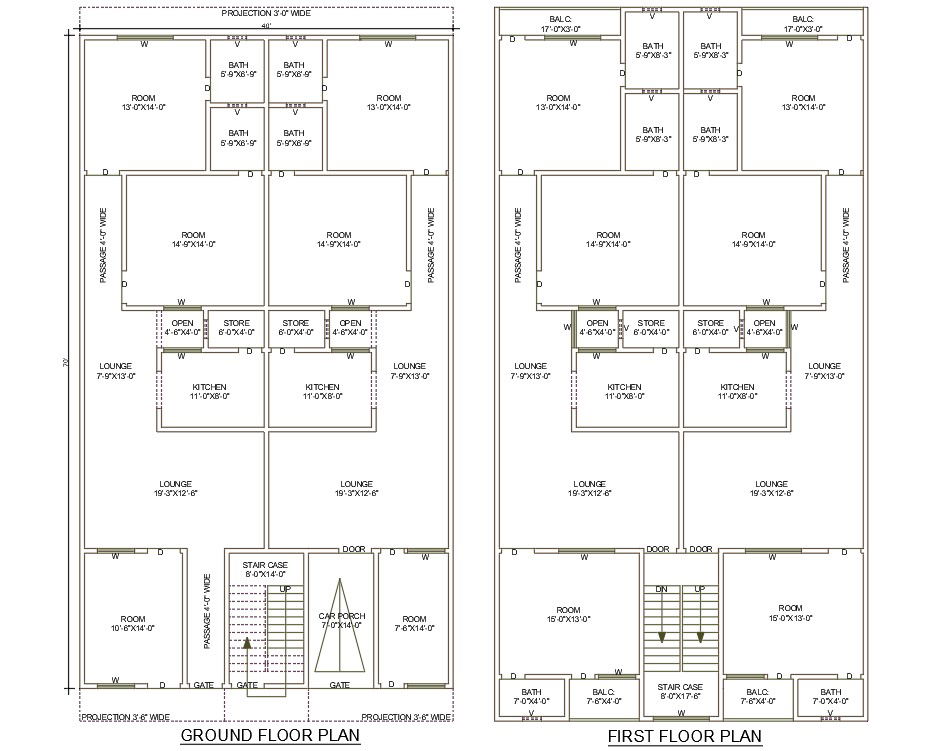 3 BHK Spacious Apartment House Plan AutoCAD File